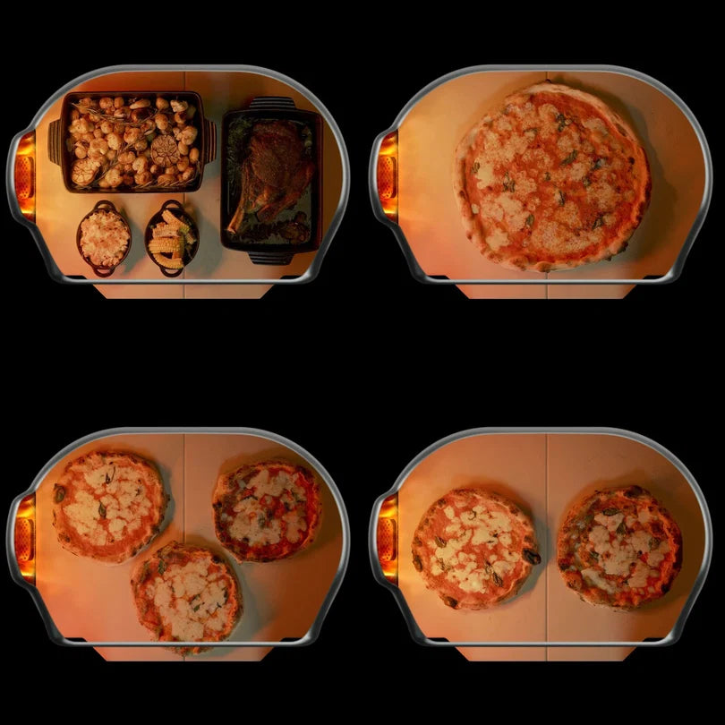 Gozney_Dome_Gen_2_XL_bei-lebensieschonen-in-Waldkirchen-kaufen- größen vergleichsfoto, wieviel pizzen passen in den gozney dome gen 2 xl, perfekte platzaufteilung