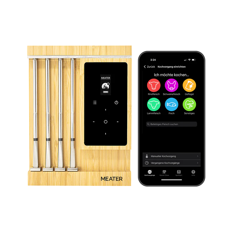 Meater Pro XL_Grillthermometer mit Handyappübersicht