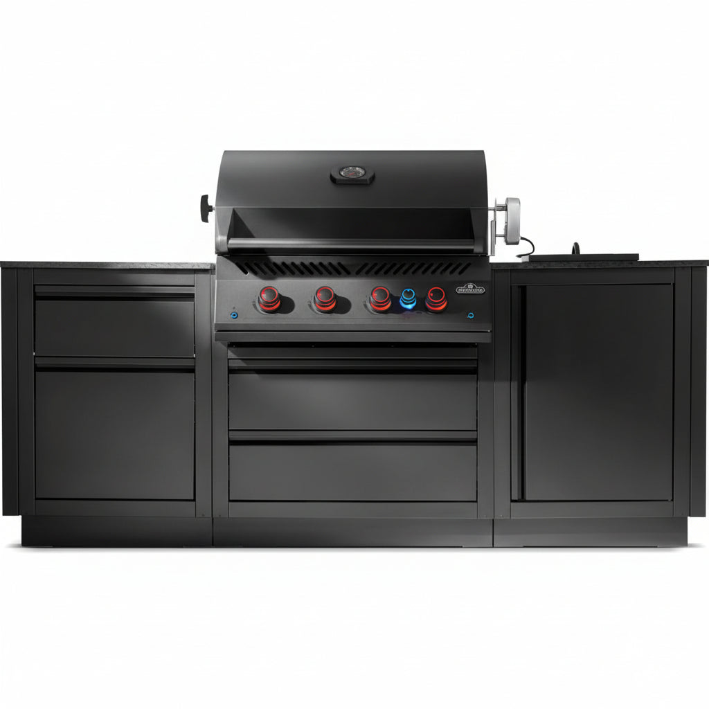 Napoleon Oasis Compact 106 Outdoor Küche mattschwarz | Einbaugrill BIG32 | Sizzle Zone