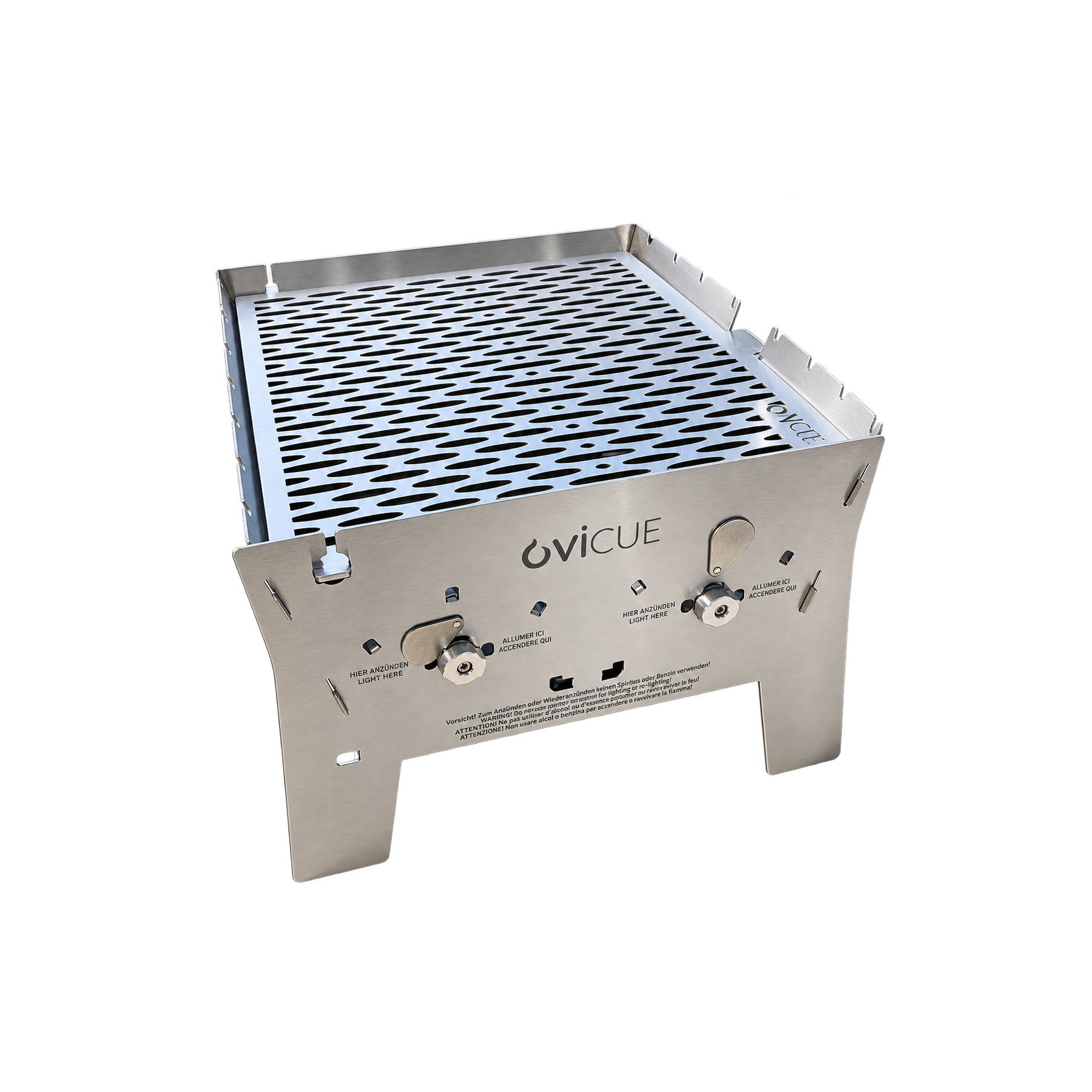 OVICUE Grill XL | Mobiler Hybrid Gas- & Holzkohlegrill aus Edelstahl