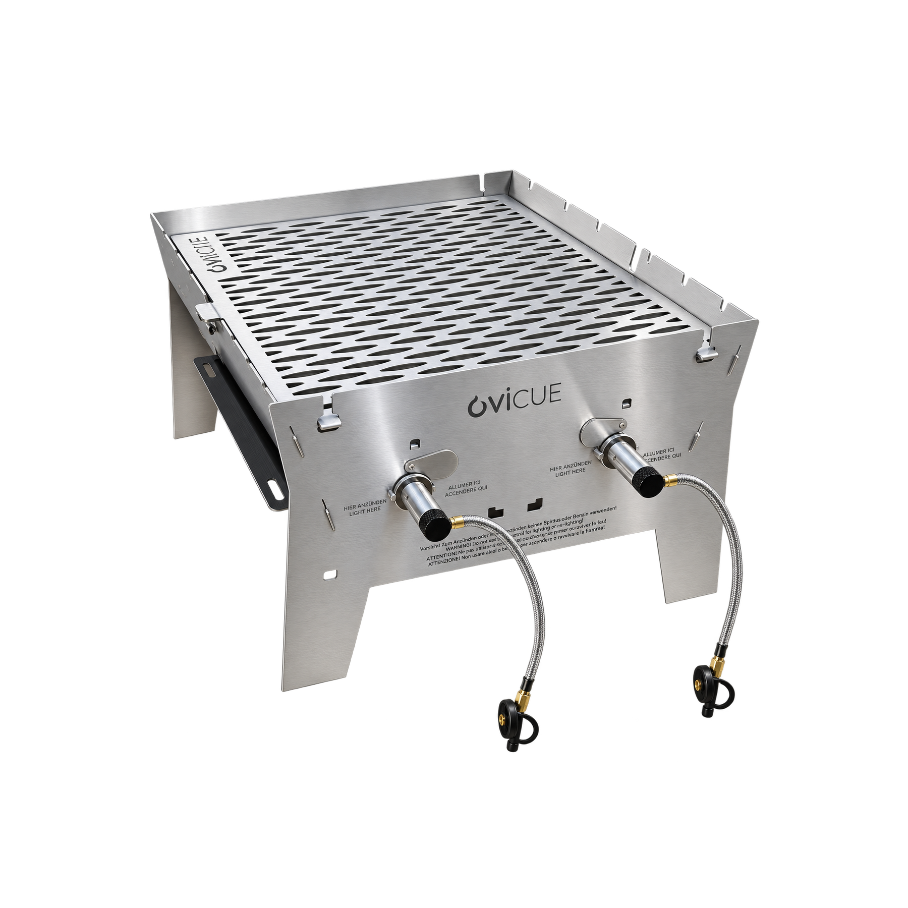 OVICUE Grill XL | Mobiler Hybrid Gas- & Holzkohlegrill aus Edelstahl